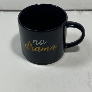 Threshold Porcelain Blue Ceramic Mug with Gold and White 'No Drama' Design